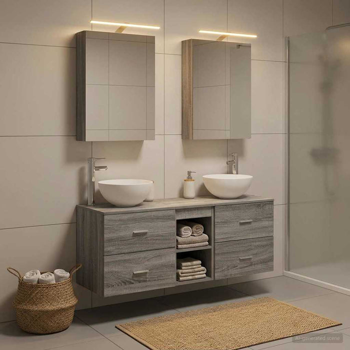 Set de mobilier pentru baie 5 buc. Sonoma gri WALTI