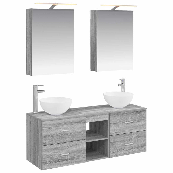 Set de mobilier pentru baie 5 pcs Sonoma gri WALTI