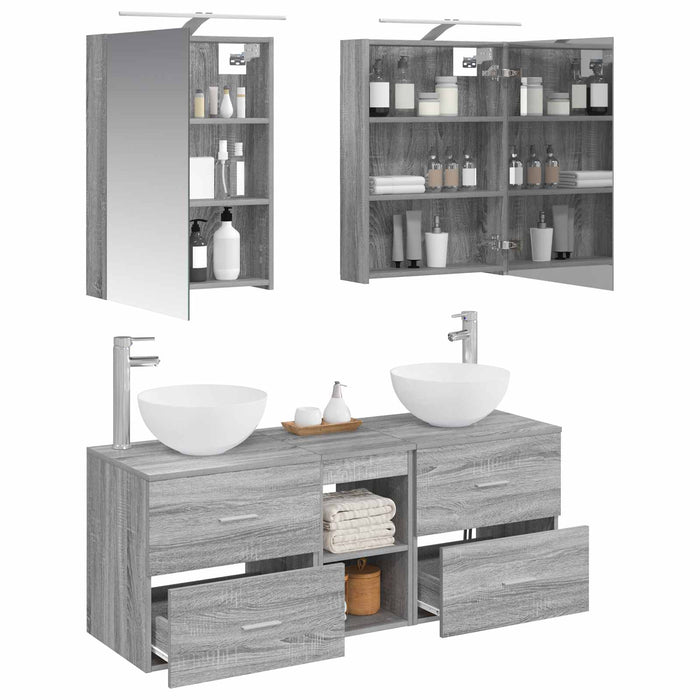Set de mobilier pentru baie 5 pcs Sonoma gri WALTI