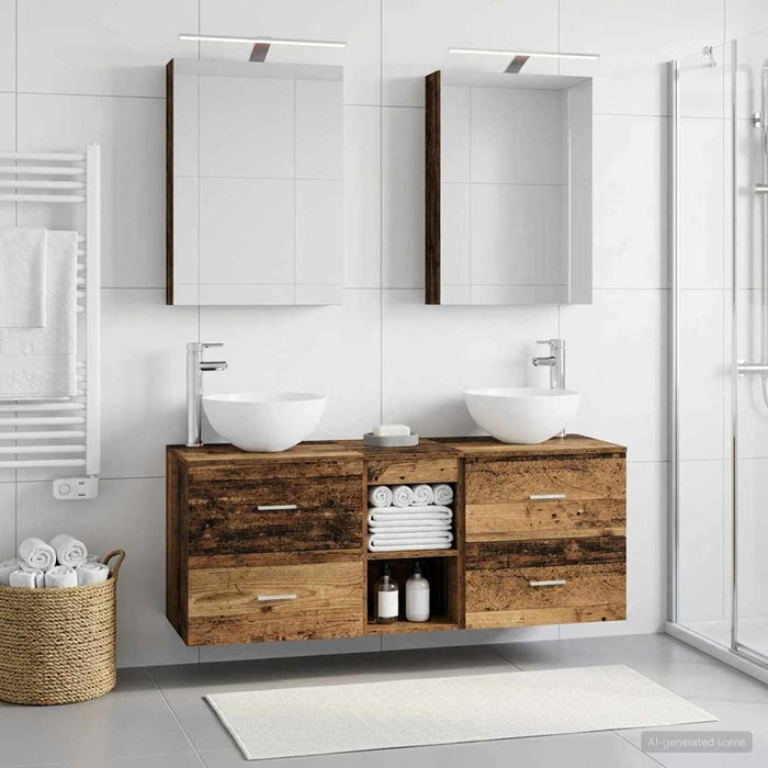 Set de mobilier pentru baie 5 pcs Lemn vechi WALTI