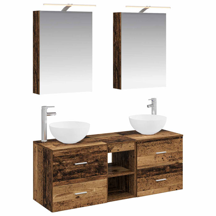 Set de mobilier pentru baie 5 pcs Lemn vechi WALTI