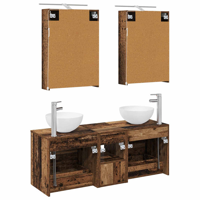 Set de mobilier pentru baie 5 pcs Lemn vechi WALTI