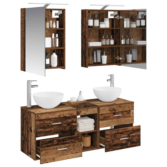 Set de mobilier pentru baie 5 pcs Lemn vechi WALTI