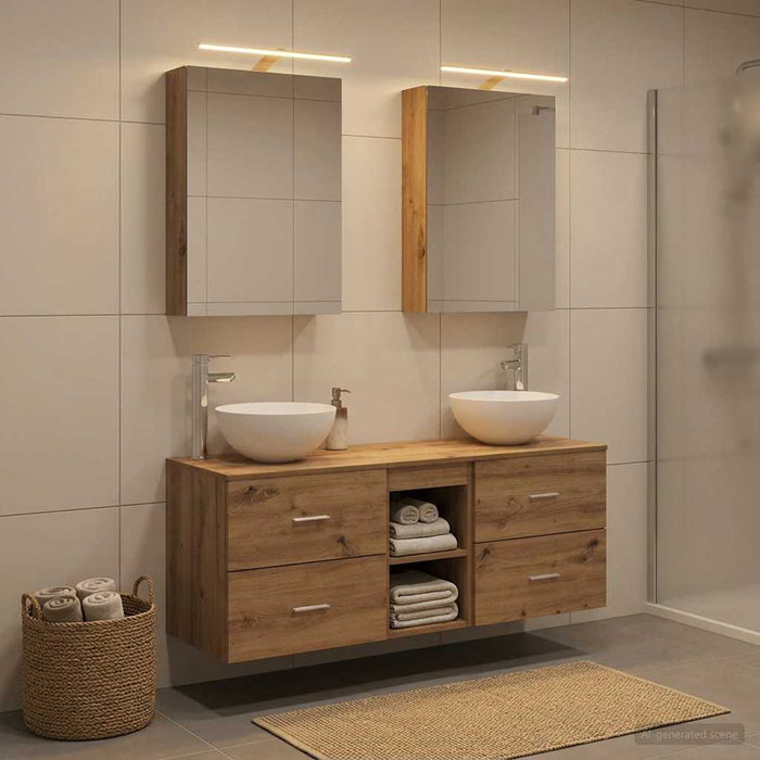 Set de mobilier pentru baie 5 buc. Stejar Artizanal WALTI