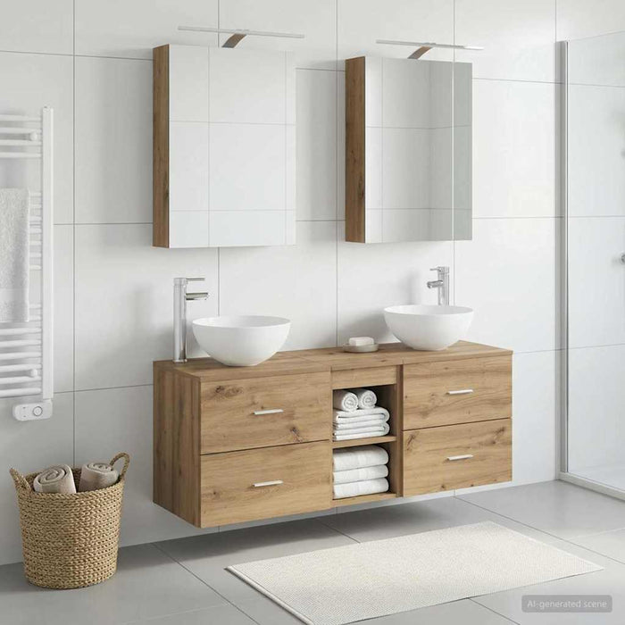 Set de mobilier pentru baie 5 buc. Stejar Artizanal WALTI