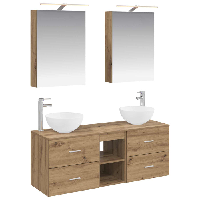 Set de mobilier pentru baie 5 pcs Stejar Artizanal WALTI