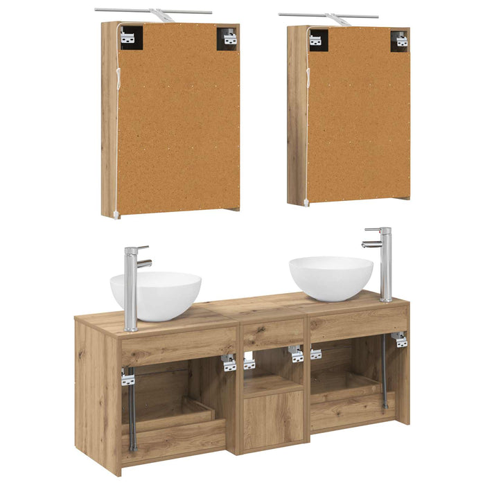 Set de mobilier pentru baie 5 pcs Stejar Artizanal WALTI