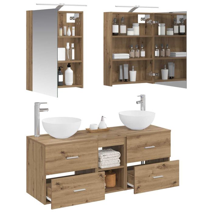Set de mobilier pentru baie 5 pcs Stejar Artizanal WALTI