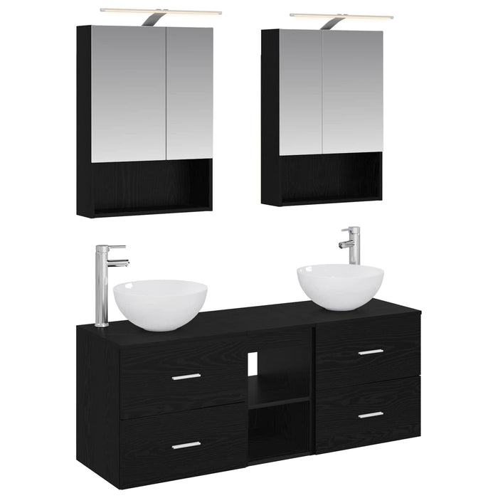 Set de mobilier pentru baie 5 pcs Stejar Negru WALTI