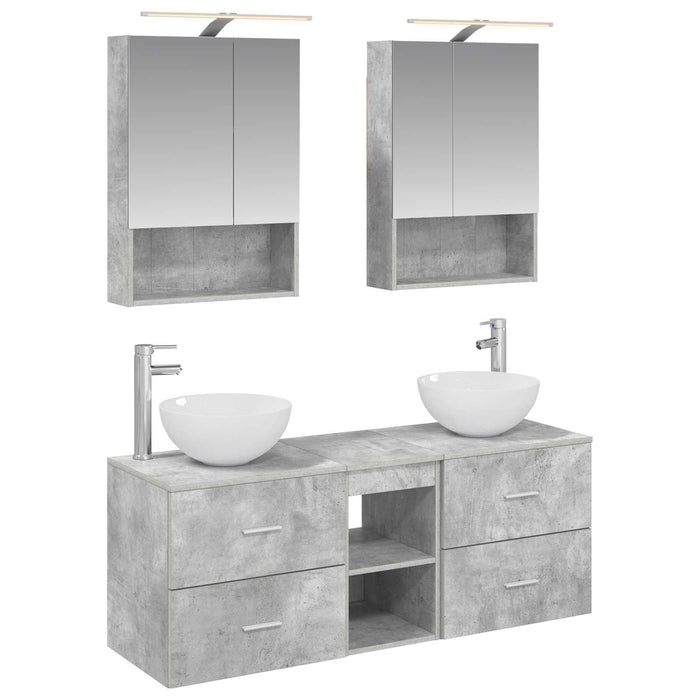 Set de mobilier pentru baie 5 pcs Gri Beton WALTI