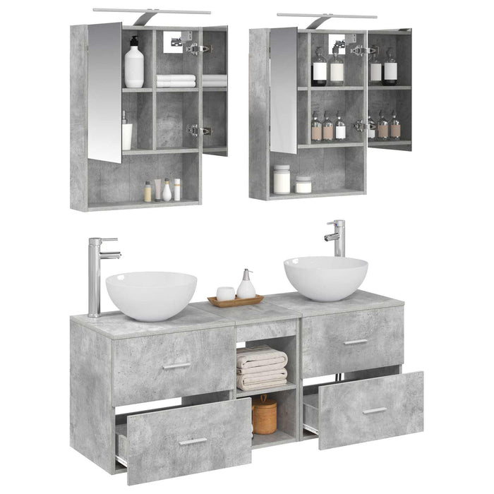 Set de mobilier pentru baie 5 pcs Gri Beton WALTI