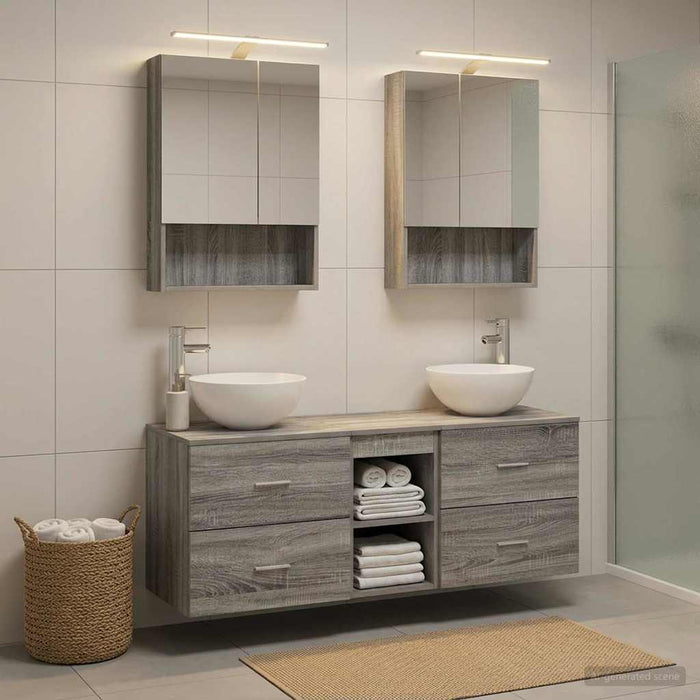 Set de mobilier pentru baie 5 pcs Sonoma gri WALTI