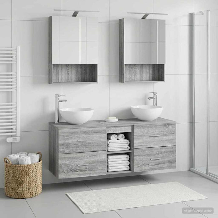 Set de mobilier pentru baie 5 pcs Sonoma gri WALTI