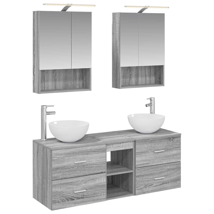 Set de mobilier pentru baie 5 pcs Sonoma gri WALTI