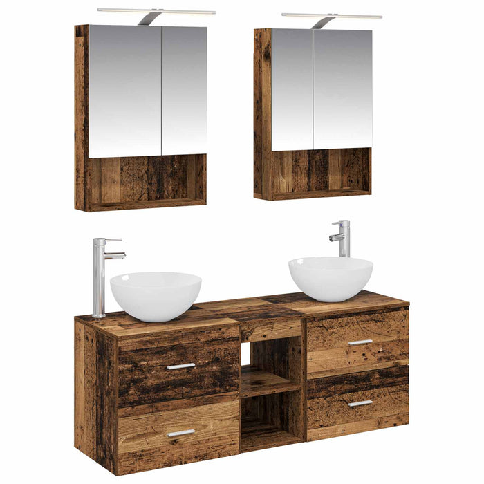 Set de mobilier pentru baie 5 pcs Lemn vechi WALTI