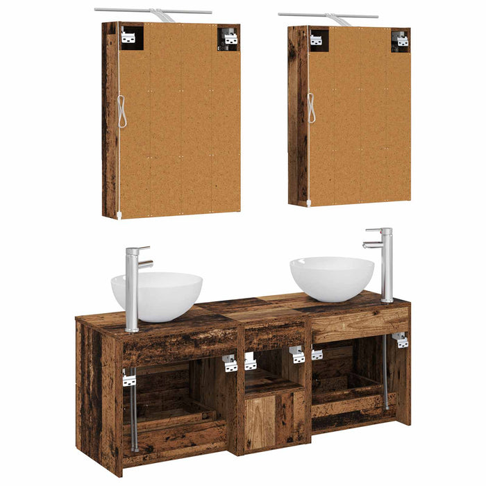 Set de mobilier pentru baie 5 pcs Lemn vechi WALTI