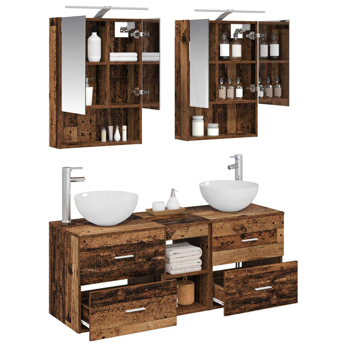 Set de mobilier pentru baie 5 pcs Lemn vechi WALTI