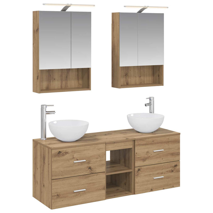 Set de mobilier pentru baie 5 pcs Stejar Artizanal WALTI