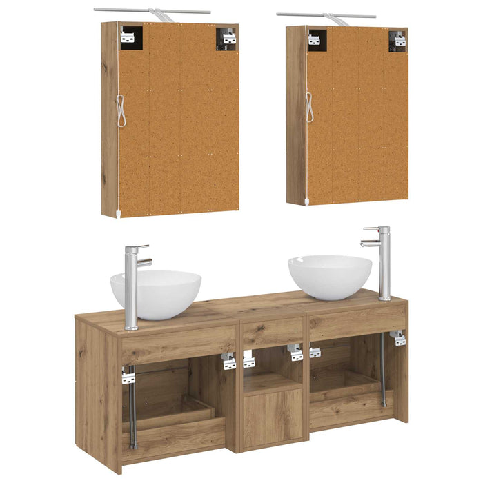 Set de mobilier pentru baie 5 pcs Stejar Artizanal WALTI