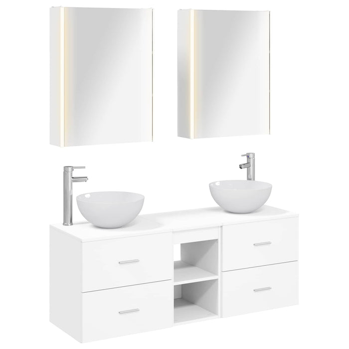 Set de mobilier pentru baie 5 pcs Alb Lemn prelucrat și sticlă WALTI