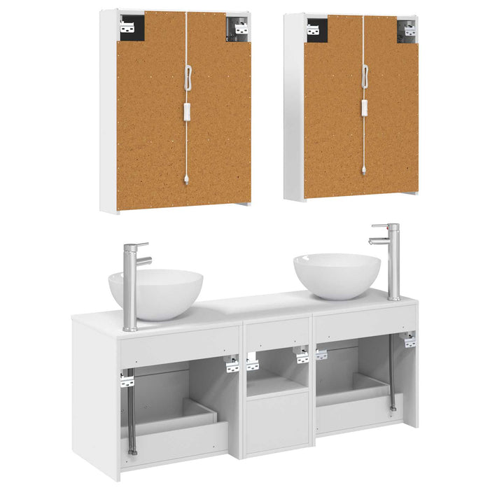 Set de mobilier pentru baie 5 pcs Alb Lemn prelucrat și sticlă WALTI