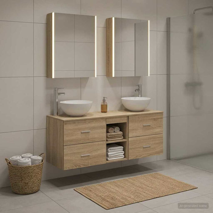 Set de mobilier pentru baie 5 buc. Stejar Sonoma - WALTI WALTI