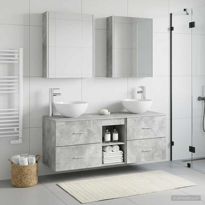 Set de mobilier pentru baie 5 pcs Gri Beton WALTI