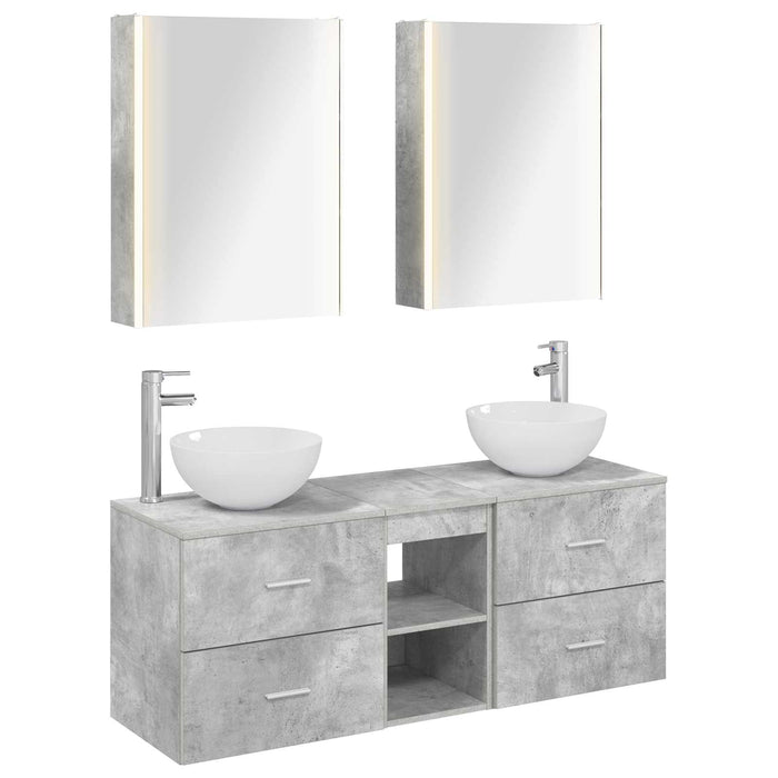 Set de mobilier pentru baie 5 pcs Gri Beton WALTI