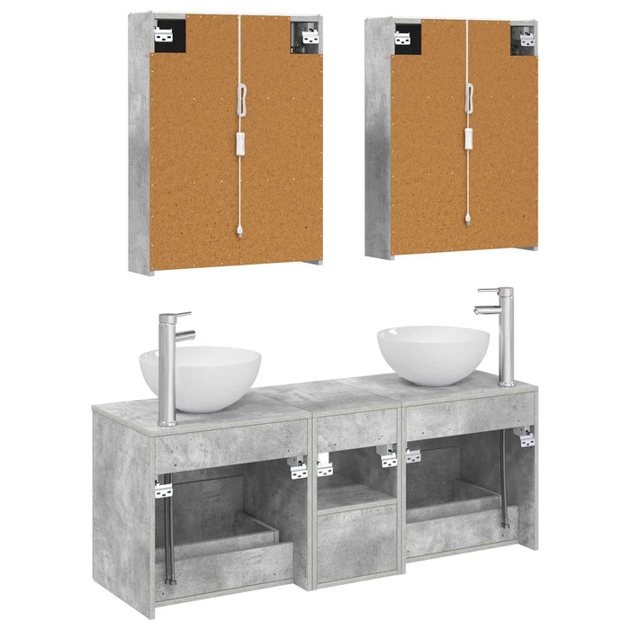Set de mobilier pentru baie 5 pcs Gri Beton WALTI