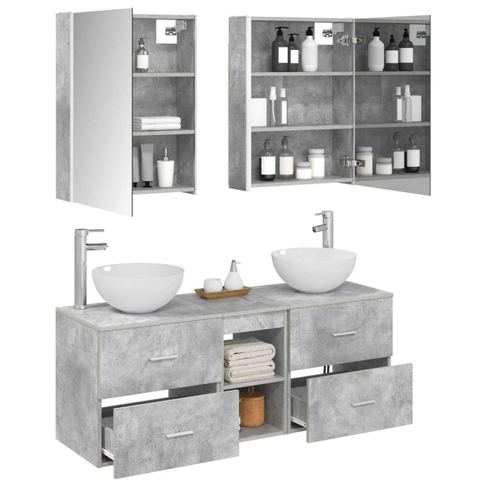 Set de mobilier pentru baie 5 pcs Gri Beton WALTI