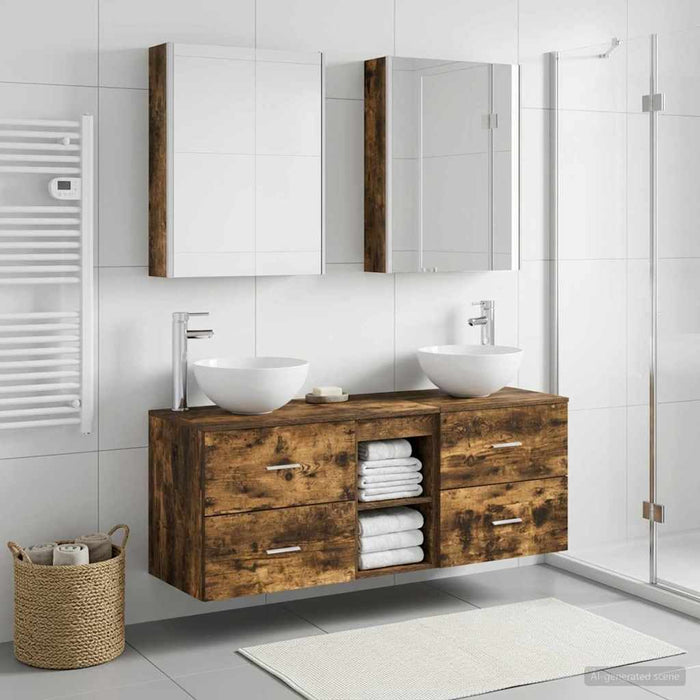 Set de mobilier pentru baie 5 buc. Stejar fumuriu WALTI
