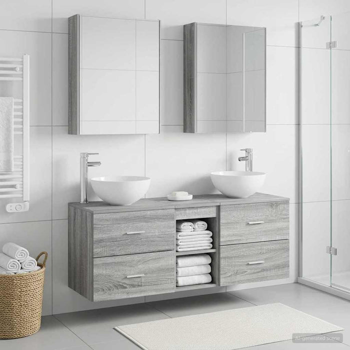 Set de mobilier pentru baie 5 buc. Sonoma gri WALTI