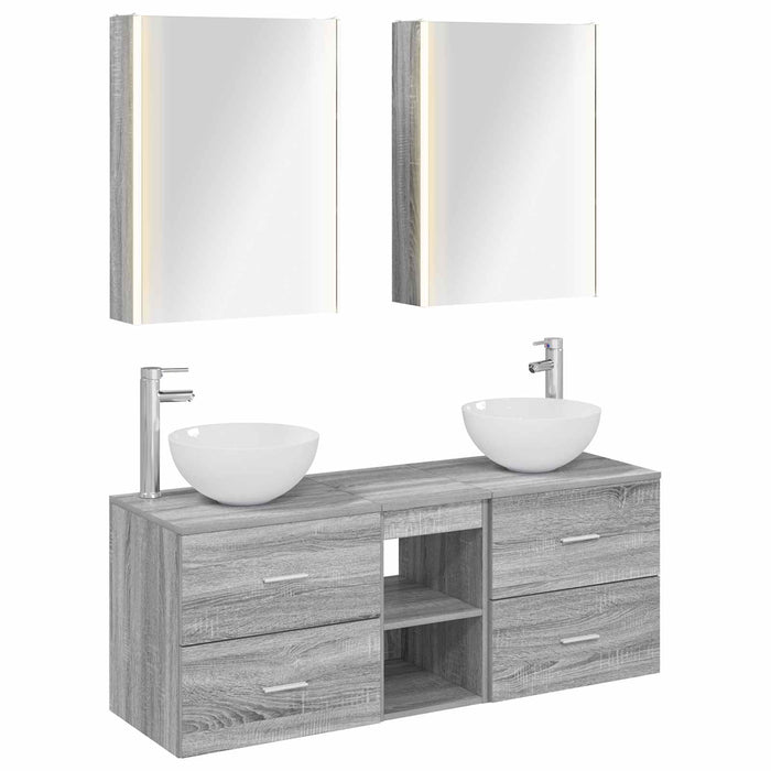 Set de mobilier pentru baie 5 pcs Sonoma gri WALTI