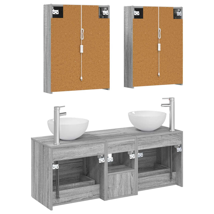 Set de mobilier pentru baie 5 pcs Sonoma gri WALTI