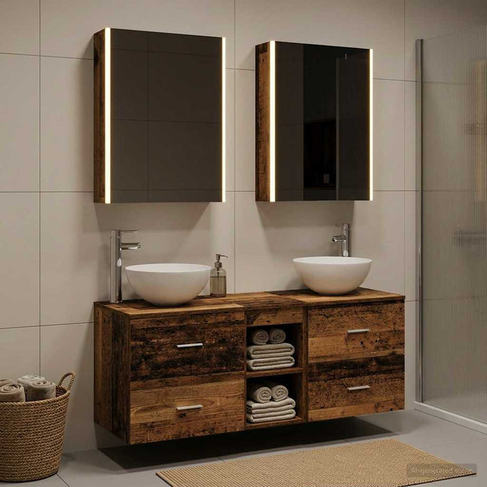 Set de mobilier pentru baie 5 buc. Lemn vechi - WALTI WALTI