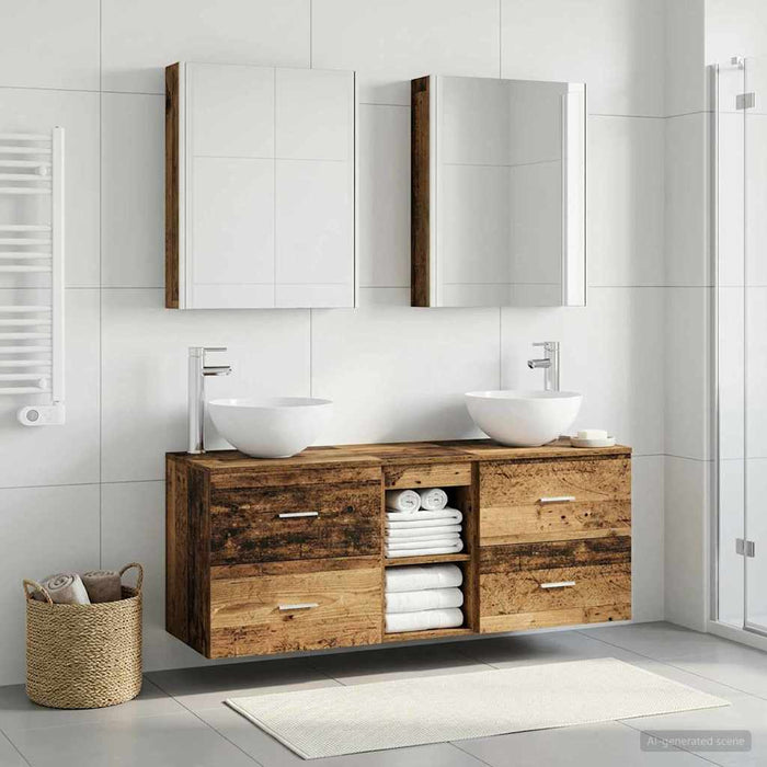 Set de mobilier pentru baie 5 buc. Lemn vechi - WALTI WALTI