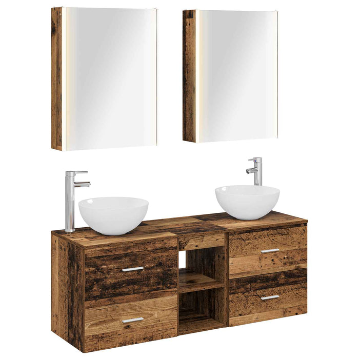 Set de mobilier pentru baie 5 pcs Lemn vechi WALTI