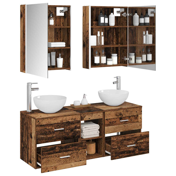 Set de mobilier pentru baie 5 pcs Lemn vechi WALTI
