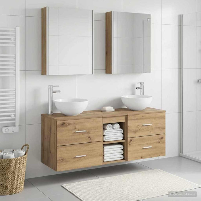 Set de mobilier pentru baie 5 pcs Stejar Artizanal WALTI