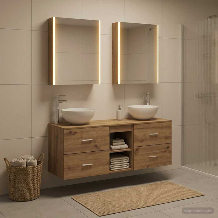Set de mobilier pentru baie 5 buc. Stejar Artizanal WALTI