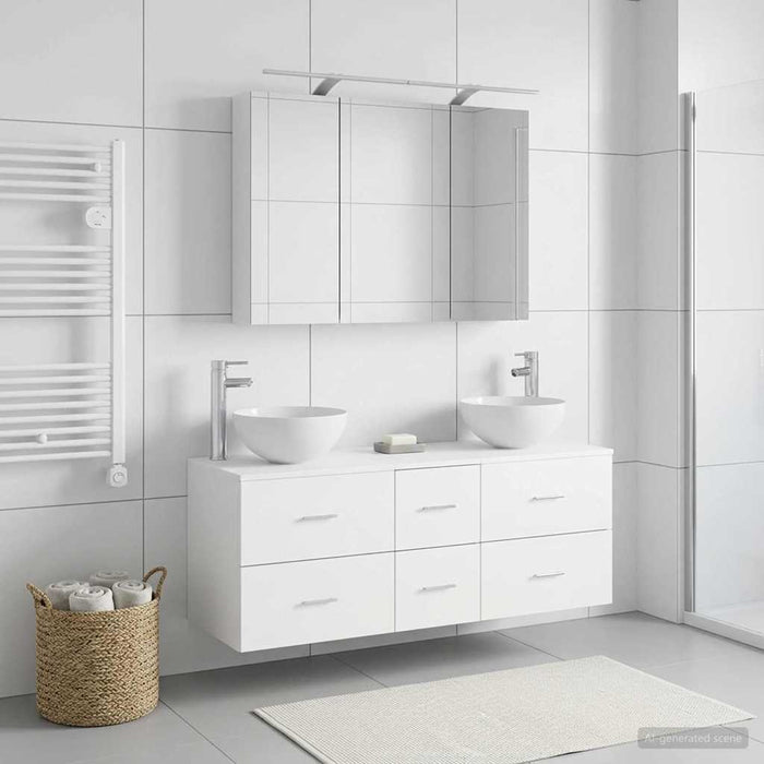 Set de mobilier pentru baie 4 buc. Alb Lemn prelucrat și sticlă WALTI