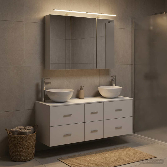 Set de mobilier pentru baie 4 buc. Alb Lemn prelucrat și sticlă WALTI