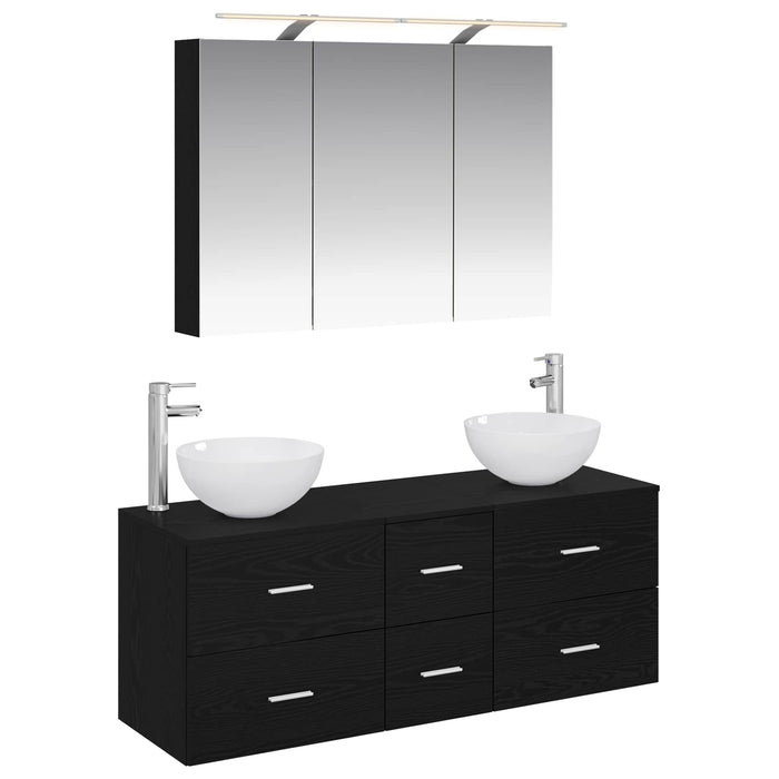 Set de mobilier pentru baie 4 pcs Stejar Negru WALTI