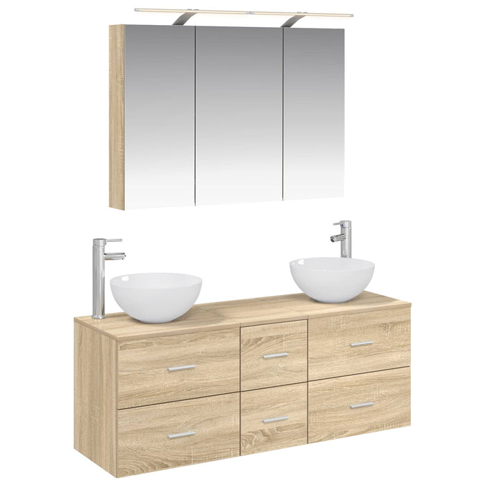 Set de mobilier pentru baie 4 pcs Stejar Sonoma WALTI