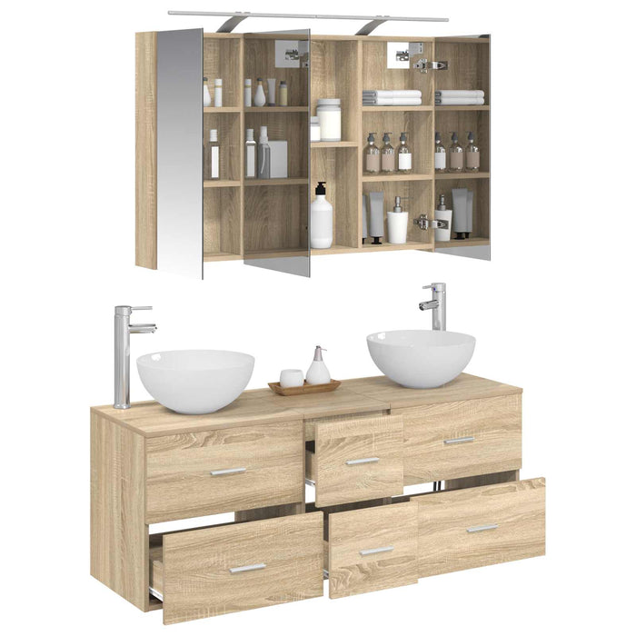 Set de mobilier pentru baie 4 pcs Stejar Sonoma WALTI