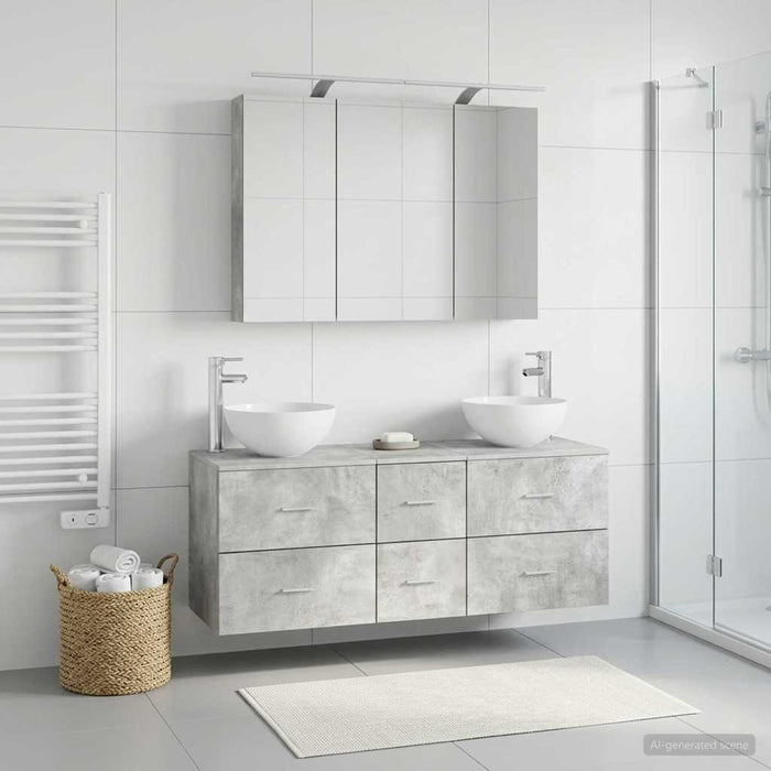 Set de mobilier pentru baie 4 pcs Gri Beton WALTI