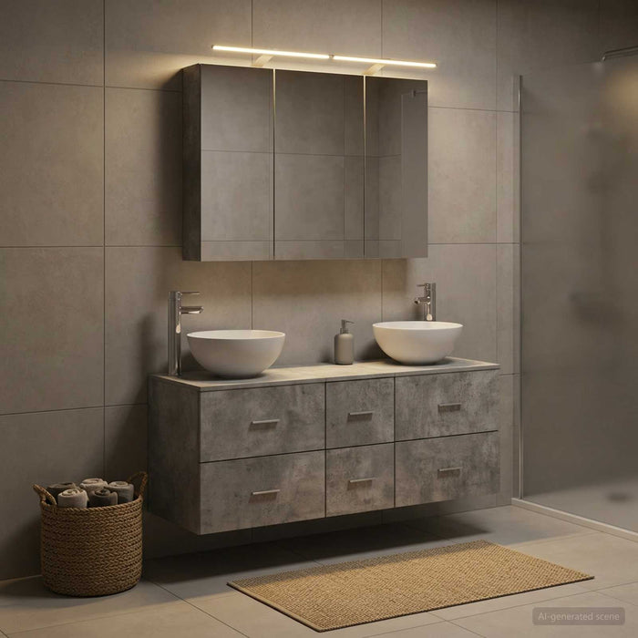 Set de mobilier pentru baie 4 buc. Gri Beton WALTI