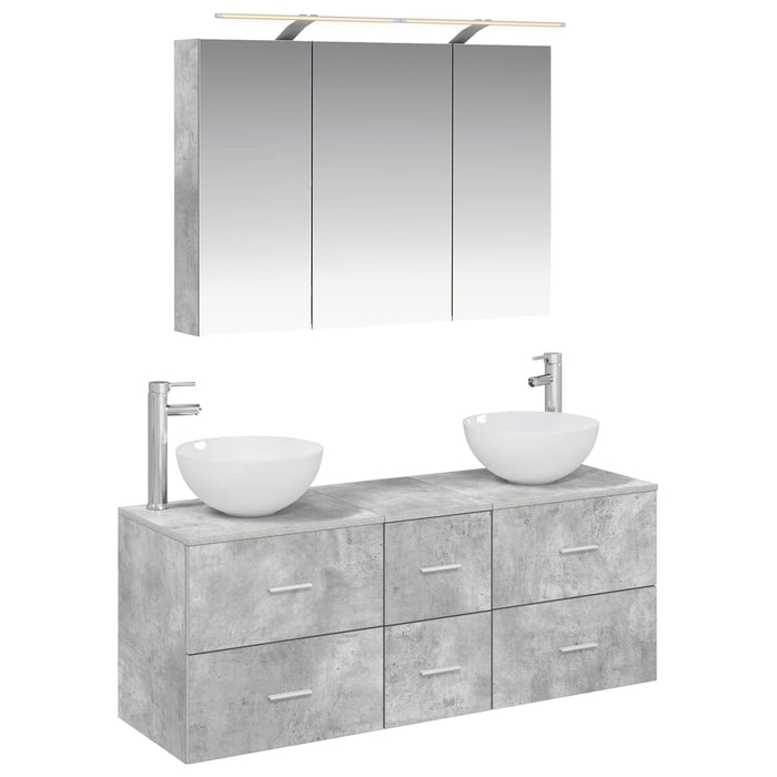 Set de mobilier pentru baie 4 pcs Gri Beton WALTI
