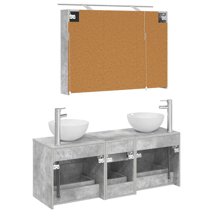 Set de mobilier pentru baie 4 pcs Gri Beton WALTI