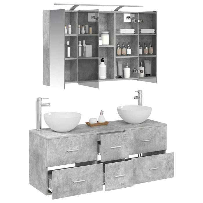 Set de mobilier pentru baie 4 pcs Gri Beton WALTI